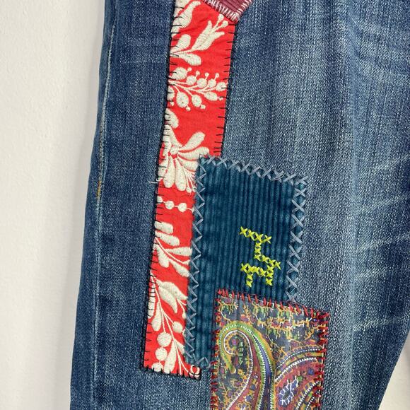 Cabi Patchwork Embroidered Slouchy Boyfriend Ankle Jeans Relaxed Boho womens 4 - Picture 6 of 15